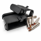 Close-up of RETACKIT AR15/M4 magazine loader and unloader showing the press handle and black reinforced polymer body