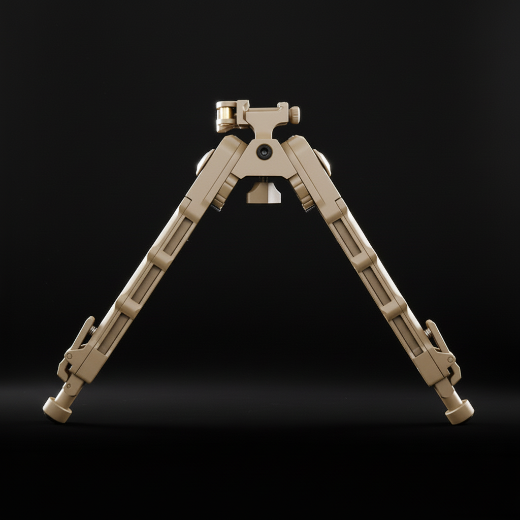 Tan tactical rifle bipod 6-10 inch adjustable with quick detach Picatinny mount in FDE finish