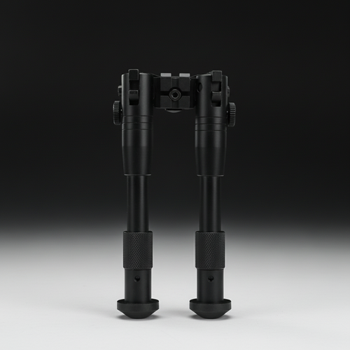 RETACKIT 3 Inch Compact Tactical Rifle Bipod Front View - Folded Position - Black Anodized Aluminum - Picatinny Mount