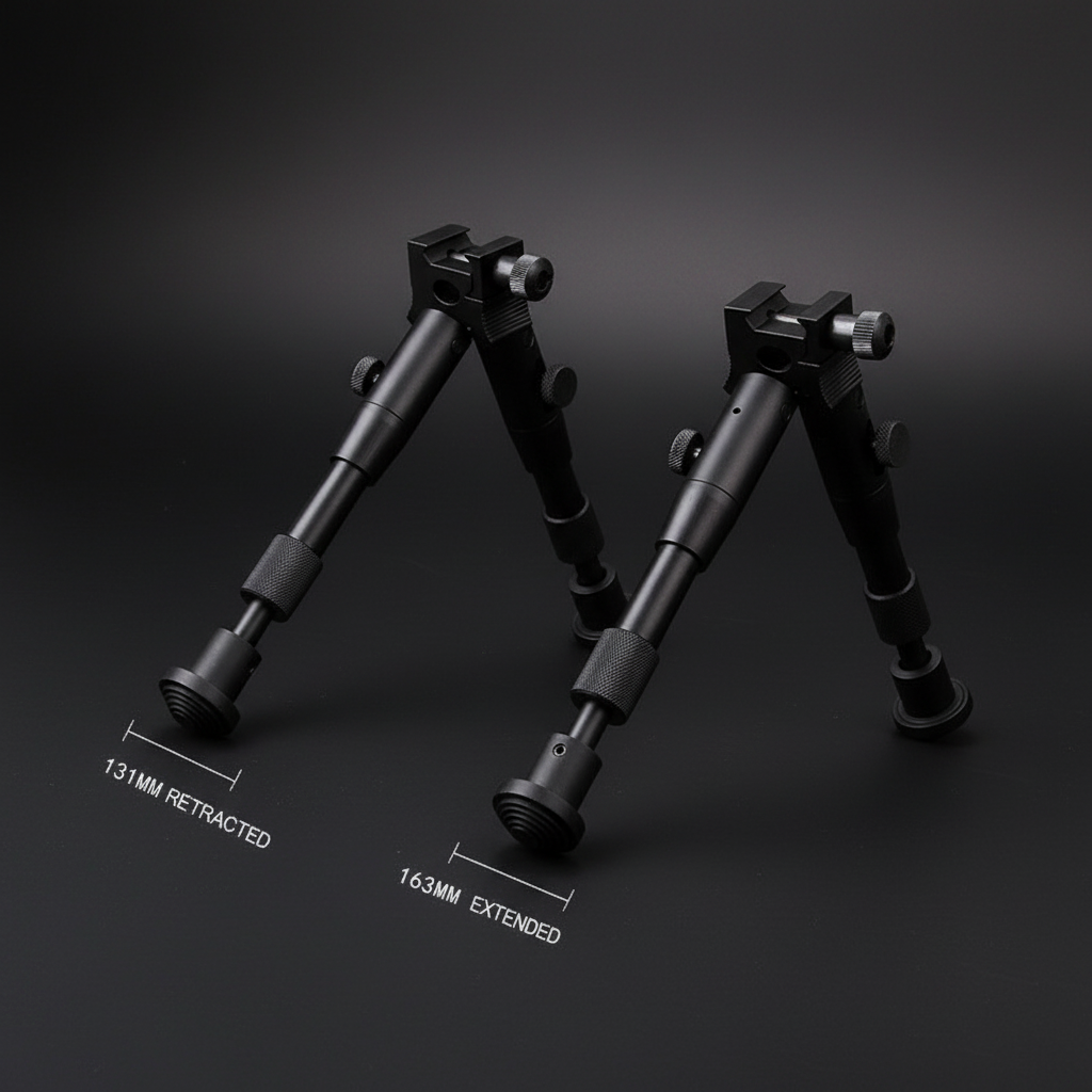 RETACKIT 3 Inch Bipod Height Adjustment Comparison 131mm to 163mm - 2 Section Telescoping Legs - Compact Design
