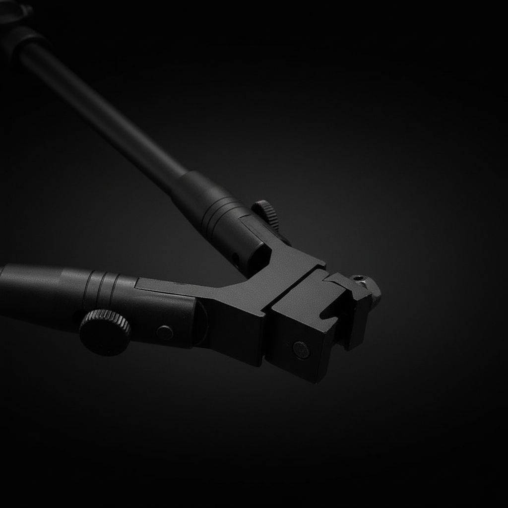 RETACKIT Compact Bipod Picatinny Adapter Mount Head Close-Up - Knurled Adjustment Knobs - Quick Attach System