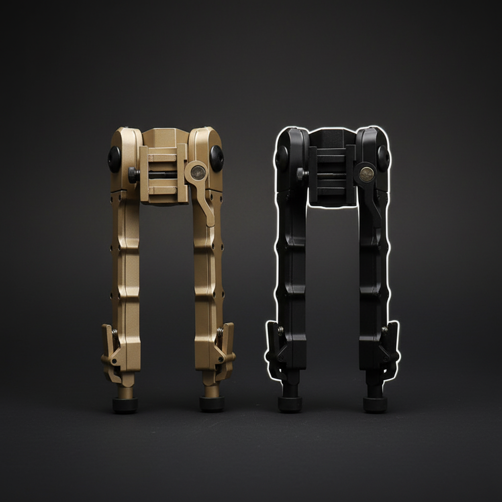 RETACKIT 6-10 Inch Tactical Rifle Bipod Color Comparison - Black and Tan FDE Variants - Quick Detach Picatinny Mount