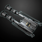 RETACKIT Adjustable Rifle Bipod Folded Position Top View - Picatinny Mount System - 5 Position Spring Loaded Legs - Tactical Shooting Accessory