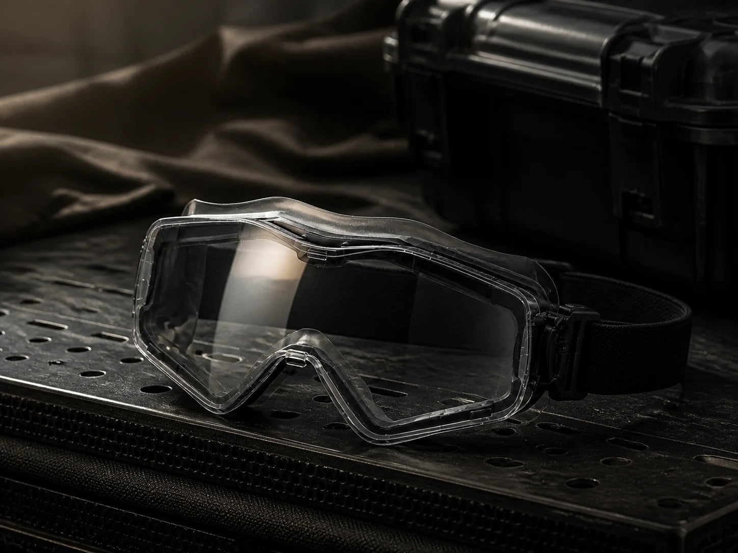 RETACKIT full-seal protective goggles on a field work surface